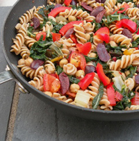 Pasta with Greens, Chickpeas, and Olives